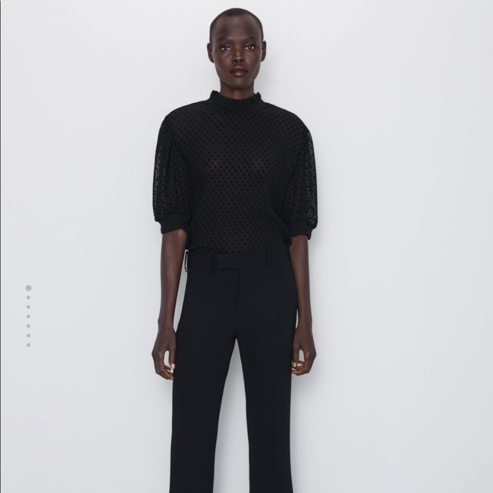 Zara semi sheer polka dot shirt